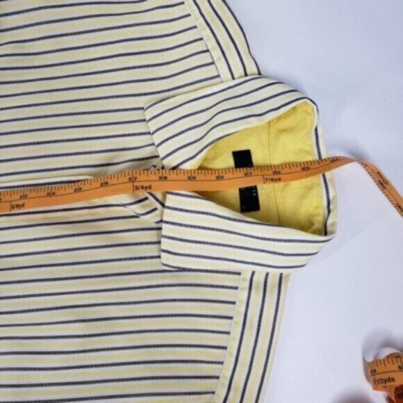 Ted Baker London Men's White Yellow Blue Striped Button Up Shirt Sz 17 Flip Cuff - Picture 12 of 13